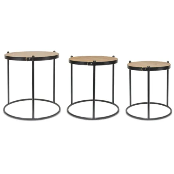 Aged Round Wood Top 3-Pc. Accent Table Set-Kirkland's Home Online