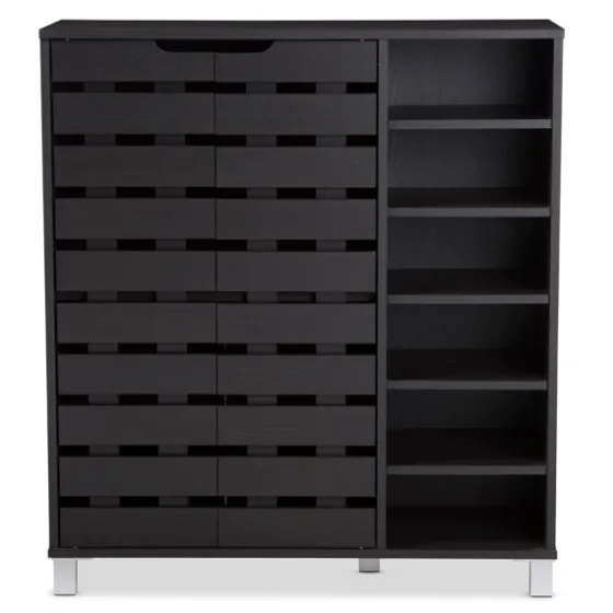 Aldrich Black Slatted Shoe Storage Cabinet-Kirkland's Home Outlet