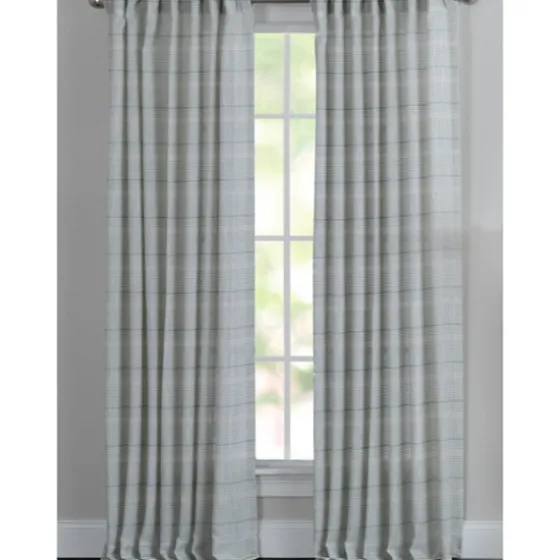 Aloe Plaid Pleated Single Curtain Panel, 84 In.-Kirkland's Home New