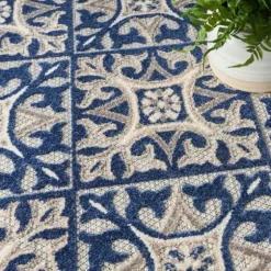 Aloha Blue Geometric Indoor/Outdoor Area Rug, 9X12-Kirkland's Home Cheap