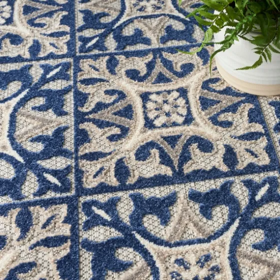 Aloha Blue Geometric Indoor/Outdoor Area Rug, 6X9-Kirkland's Home Store