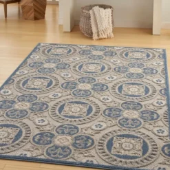 Aloha Blue Medallion Indoor/Outdoor Area Rug, 5X7-Kirkland's Home Clearance