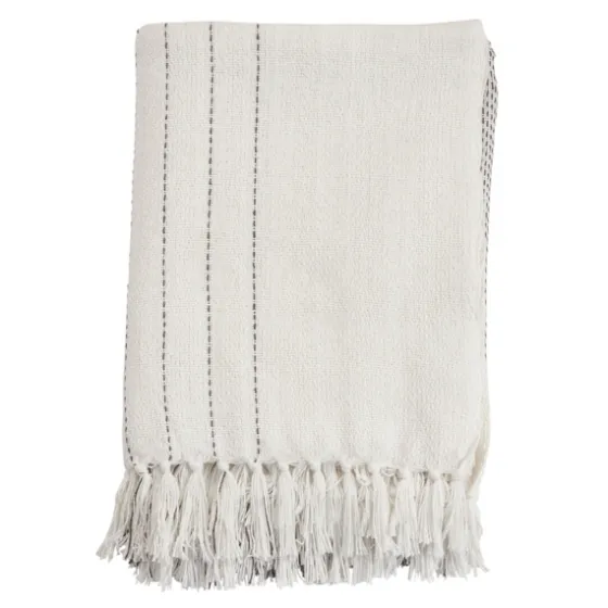 And Gray Striped And Fringe Throw Blanket-Kirkland's Home Cheap