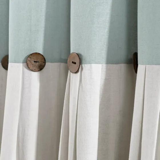 And White Button Accent Linen Shower Curtain-Kirkland's Home New