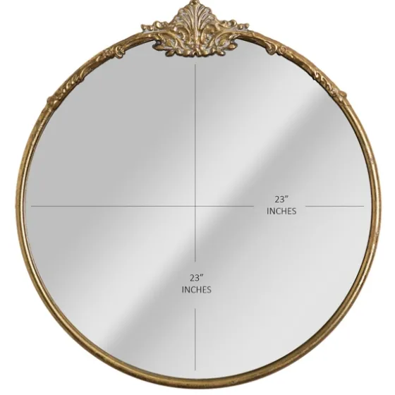 Antique Brass Metal Ornate Round Mirror-Kirkland's Home Outlet