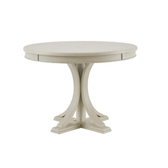 Antique Cream Wood Pedestal Round Dining Table-Kirkland's Home Clearance