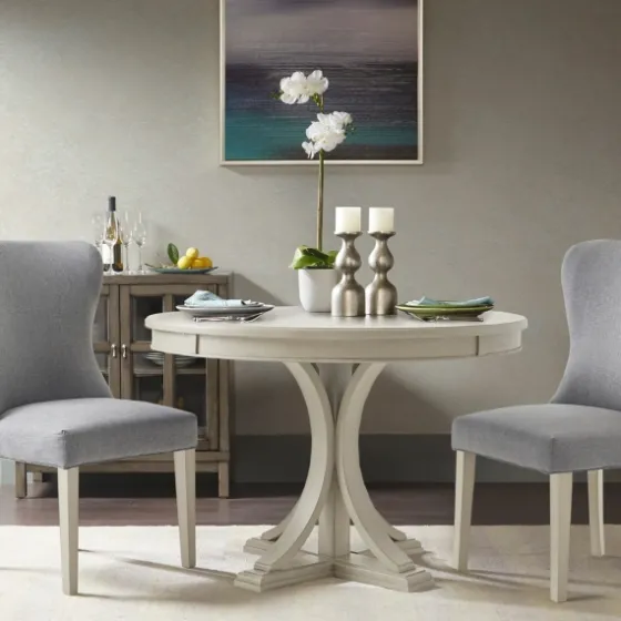 Antique Cream Wood Pedestal Round Dining Table-Kirkland's Home Clearance