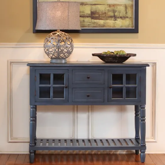 Antique Navy Windowpane Buffet Console Table-Kirkland's Home Discount