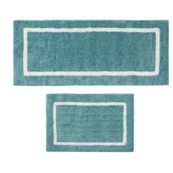 Aqua Geometric Pattern Reversible Bath Mat, 60 In-Kirkland's Home Sale