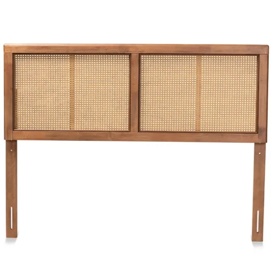 Ash Walnut Wood Rattan Frame King Headboard-Kirkland's Home Clearance