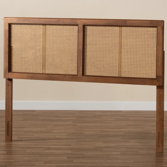 Ash Walnut Wood Rattan Frame King Headboard-Kirkland's Home Clearance