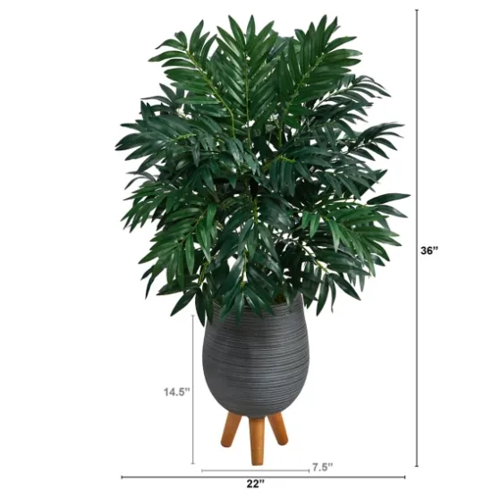 Bamboo Palm With Gray Planter Stand, 3 Ft.-Kirkland's Home Online