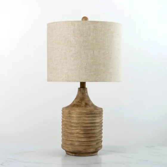 Barrett Ribbed Wood Table Lamp-Kirkland's Home Online