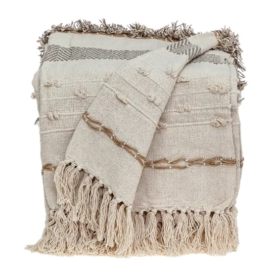 Beige And Cream Eclectic Woven Throw With Tassels-Kirkland's Home Best Sale