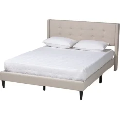 Beige Button Tufted Headboard Full Platform Bed-Kirkland's Home Best
