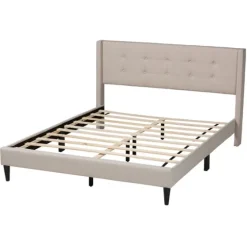 Beige Button Tufted Headboard Full Platform Bed-Kirkland's Home Best