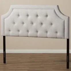 Beige Button Tufted Scalloped Queen Headboard-Kirkland's Home Discount