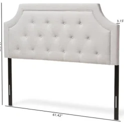 Beige Button Tufted Scalloped Queen Headboard-Kirkland's Home Discount