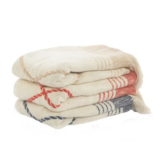 Beige Cotton Diamond Geometric Fringe Throw-Kirkland's Home New