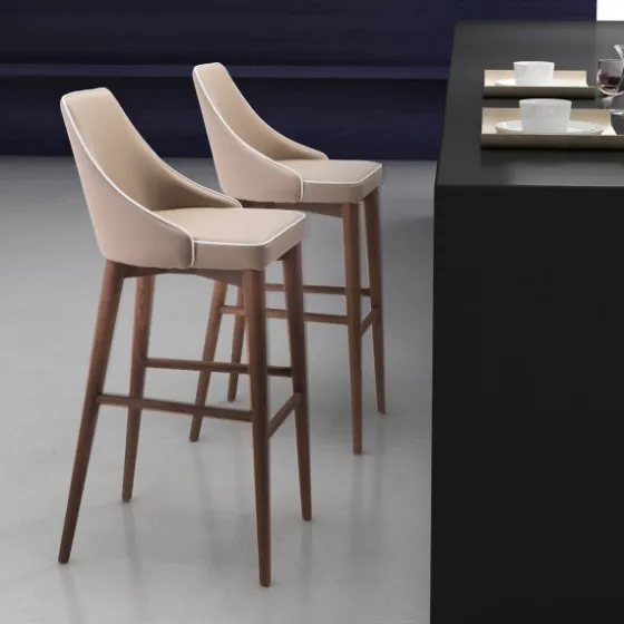 Beige Faux Leather And White Trim Bar Stool-Kirkland's Home Outlet