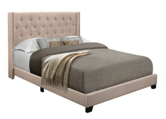 Beige Upholstered Button Tufted Wing Queen Bed-Kirkland's Home Sale