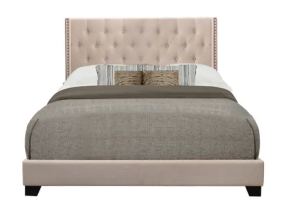 Beige Upholstered Button Tufted Wing Queen Bed-Kirkland's Home Sale