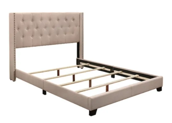 Beige Upholstered Button Tufted Wing Queen Bed-Kirkland's Home Sale