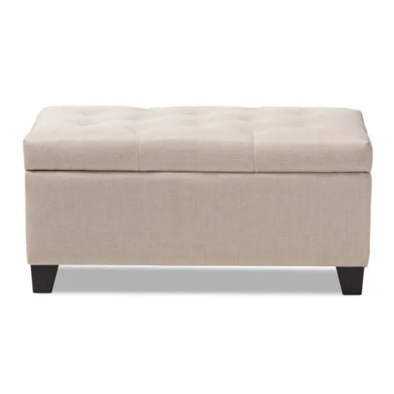 Beige Upholstered Storage Ottoman-Kirkland's Home Sale
