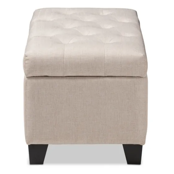 Beige Upholstered Storage Ottoman-Kirkland's Home Sale