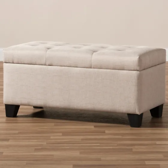 Beige Upholstered Storage Ottoman-Kirkland's Home Sale