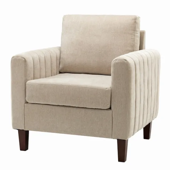 Beige Velvet Channel Stitch Accent Chair-Kirkland's Home Best Sale