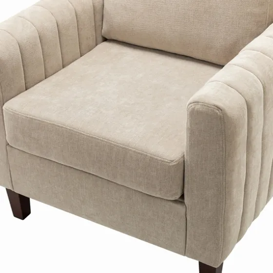 Beige Velvet Channel Stitch Accent Chair-Kirkland's Home Best Sale
