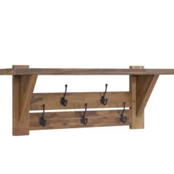 Beth Acacia Wood Wall Shelf With Hooks-Kirkland's Home New