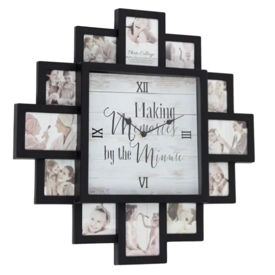 Black 12 Photo Frame Collage Clock-Kirkland's Home Cheap