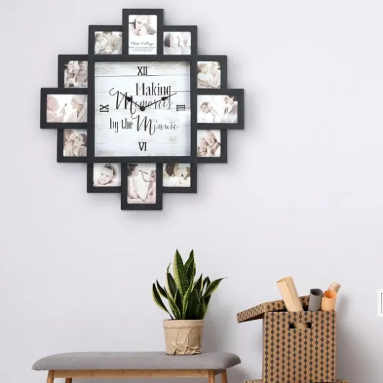 Black 12 Photo Frame Collage Clock-Kirkland's Home Cheap