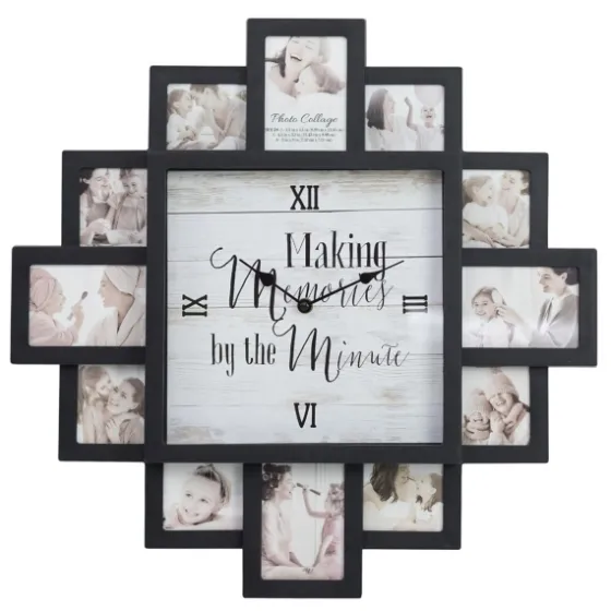 Black 12 Photo Frame Collage Clock-Kirkland's Home Cheap