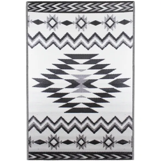Black And White Aztec Outdoor Area Rug, 4X6-Kirkland's Home Outlet