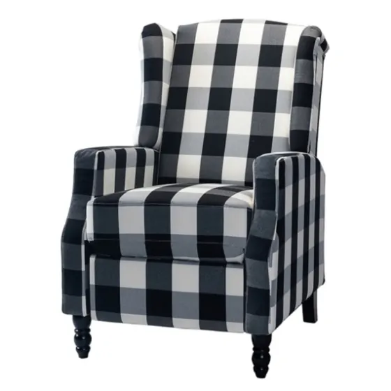 Black And White Buffalo Check Wingback Recliner-Kirkland's Home Sale