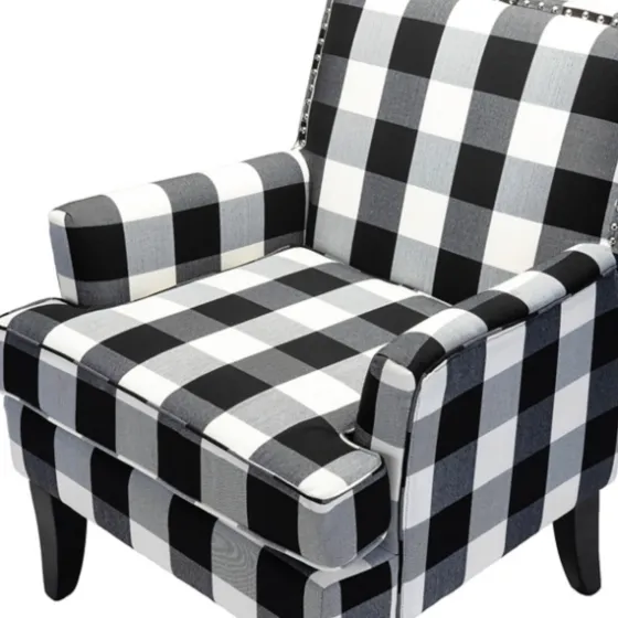 Black And White Buffalo Check Armchair-Kirkland's Home Cheap