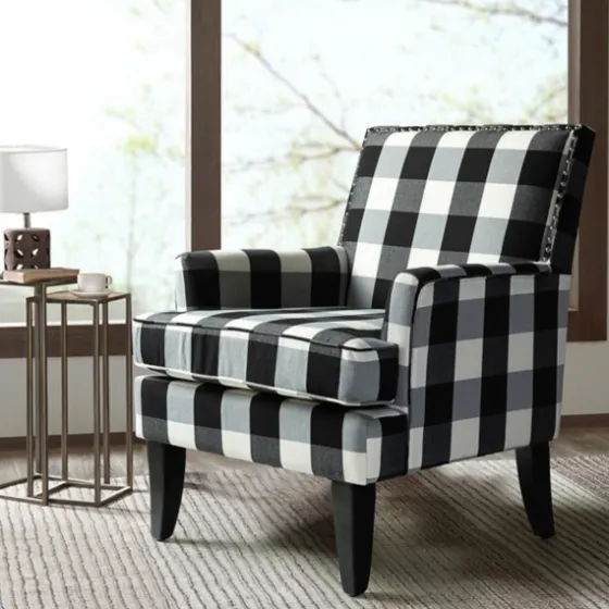 Black And White Buffalo Check Armchair-Kirkland's Home Cheap