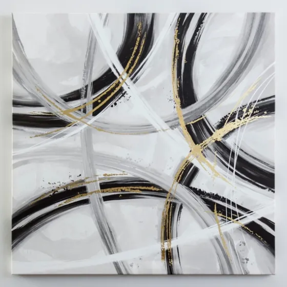 Black And White Foiled Abstract Canvas Art Print-Kirkland's Home Clearance