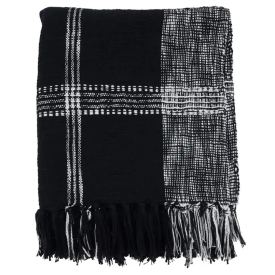 Black And White Plaid Fringed Throw-Kirkland's Home Fashion