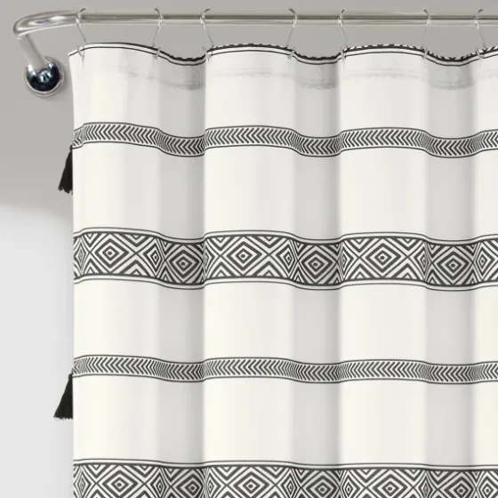Black And White Striped Boho Shower Curtain-Kirkland's Home Online