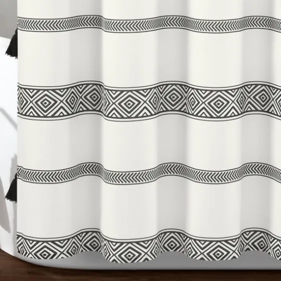 Black And White Striped Boho Shower Curtain-Kirkland's Home Online