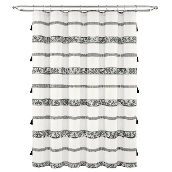 Black And White Striped Boho Shower Curtain-Kirkland's Home Online