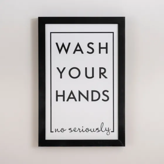 Black And White Wash Your Hands Wall Plaque-Kirkland's Home Fashion