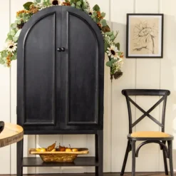 Black Arch Wood Bar Cabinet-Kirkland's Home Sale