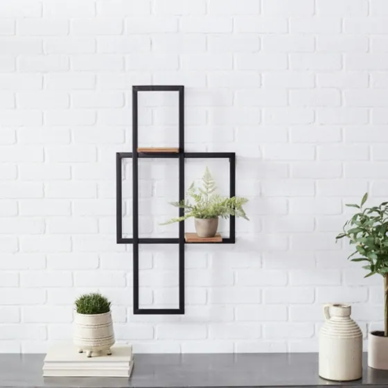 Black Asymmetrical Geometric Wall Shelves-Kirkland's Home Shop