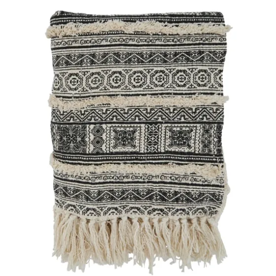 Black Beige Block Print Throw Blanket-Kirkland's Home Online