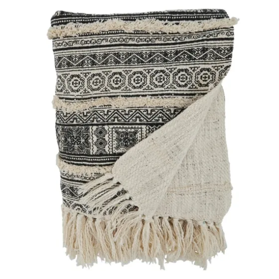 Black Beige Block Print Throw Blanket-Kirkland's Home Online